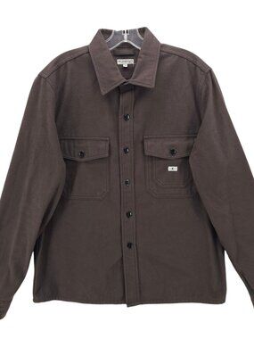 KNICKERBOCKER Brown Shirt Overshirt 100% Cotton Flannel Made in PORTUGAL Medium
